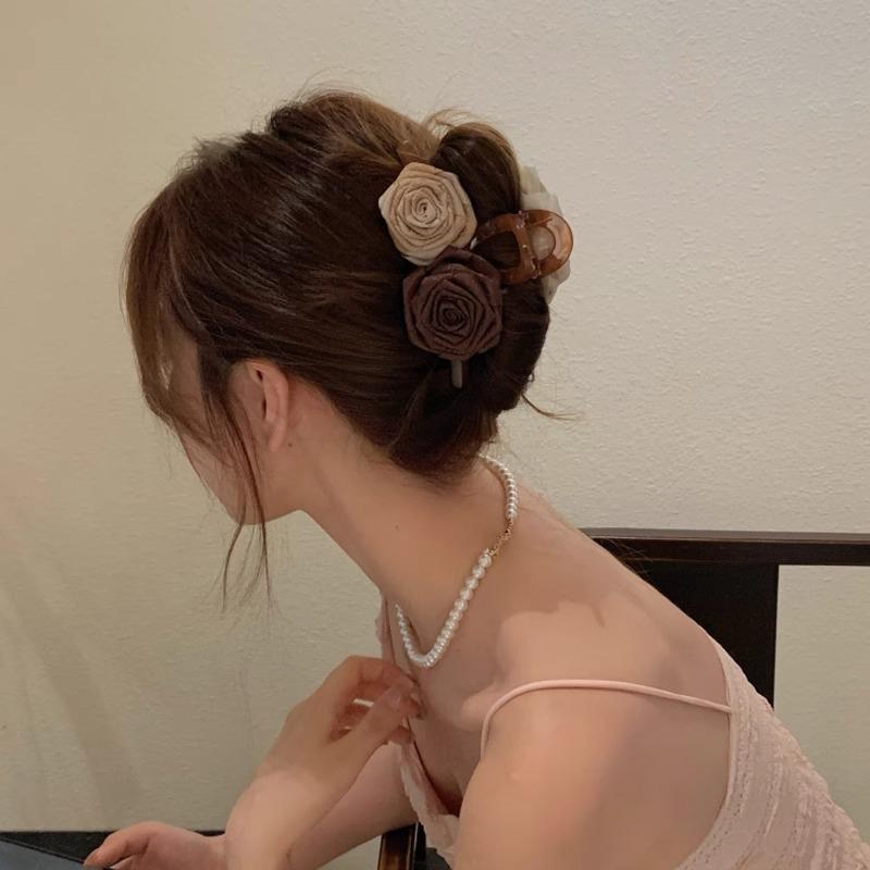 レディース クリップ バンスクリップ 髪留め アクセサリー 夏 大きめ おしゃれ エレガント 花 ローズ 大人っぽい かわいい シンプル 上品 フェミニン パー...