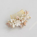 コーム 櫛 クリーミー アクセサリー 花嫁 ウェディング ブライダル 花モチーフ バラの葉 髪飾り ヘア ロマンチック エレガント フェミニン 上品 レディース ファッション ギフト