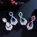 ピアス イヤリング ネックレス セット クリスタル ルビー エメラルド サファイア ラインストーン ドロップ 輝き キラキラ 韓国 ブライダル アクセサリー 結...