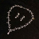 ネックレス ピアス イヤリング セット シルバー クリスタル フラワーデザイン 花 ペンダント 輝き キラキラ 韓国 ブライダル アクセサリー 結婚式 パーティ...