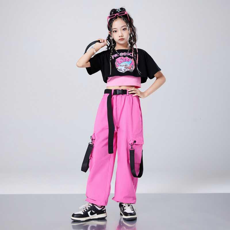 ガールズ ジャズダンス コスチューム ダンスウェア ストリートスタイル ヒップホップ パフォーマンス衣装 ストリートダンス ユニフォーム チーム衣装 キッズ 子供服
