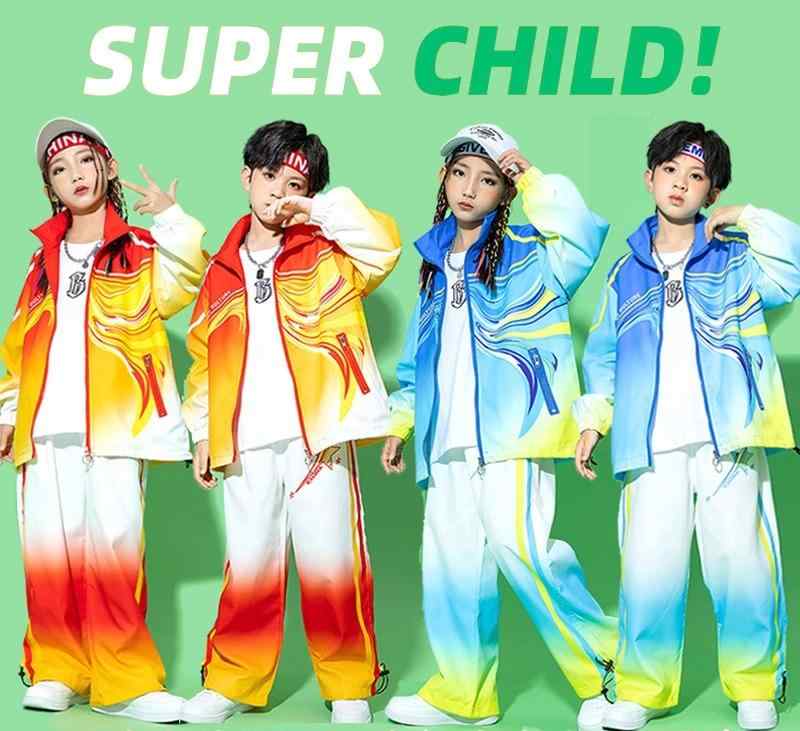 ストリートダンス 子供服 運動会 コスチューム ユニフォーム ダンス衣装 パフォーマンス衣装 ヒップホップ ジャズダンス チーム衣装 男の子 女の子 キッズ