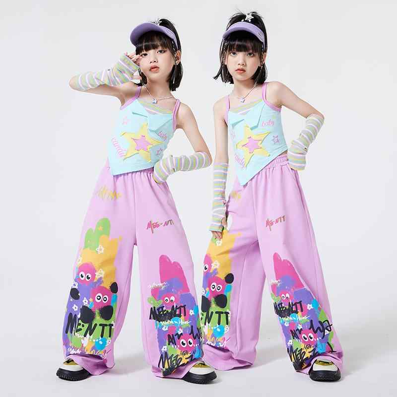 コスチューム 女の子 ダンスウェア ストリートスタイル ヒップホップ パフォーマンス衣装 ストリートダンス ジャズダンス ユニフォーム チーム衣装 キッズ 子供服