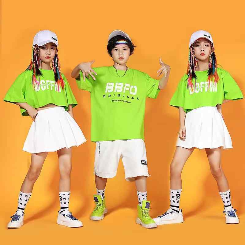 キッズ チアリーディング ダンスウェア ストリートスタイル ヒップホップ パフォーマンス衣装 ストリートダンス ジャズダンス コスチューム ユニフォーム チーム衣装 子供服