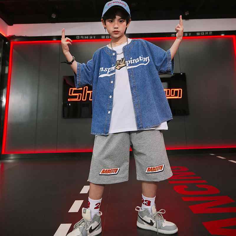 男の子 女の子 ヒップホップ パフォーマンス衣装 ストリートダンス ジャズダンス ダンス衣装 コスチューム ユニフォーム チーム衣装 キッズ 子供服