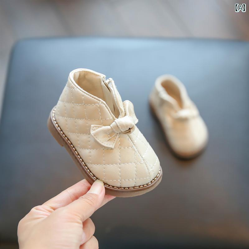 ガールズ 赤ちゃん 靴 秋冬 ソフトソール 女の子 ベビー カジュアル プリンセス シューズ ショート ブ..
