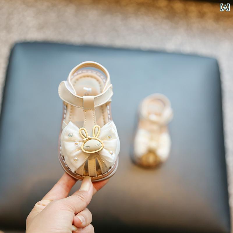 サンダル 女の子用 ベビー 夏 ガールズ プリンセス シューズ つま先 蹴り防止 靴 スイート かわいい 遊..