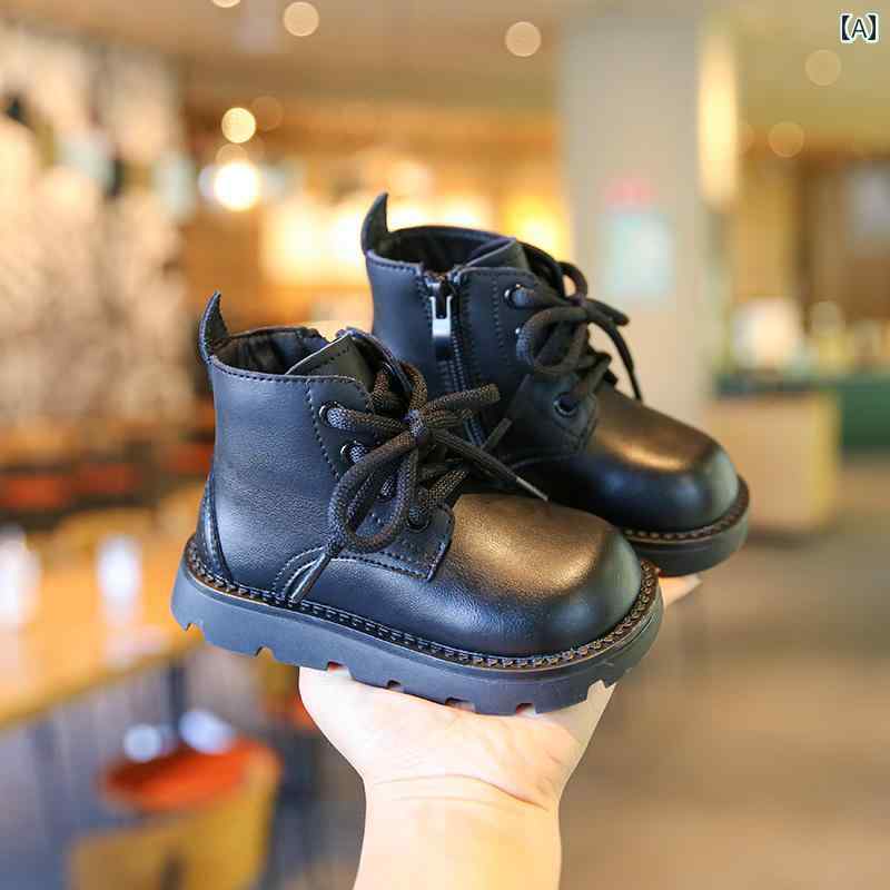 男の子 ショート ブーツ 秋冬 女の子 ソフトソール 滑り止め ベビー シューズ カジュアル 英国風 子供 革