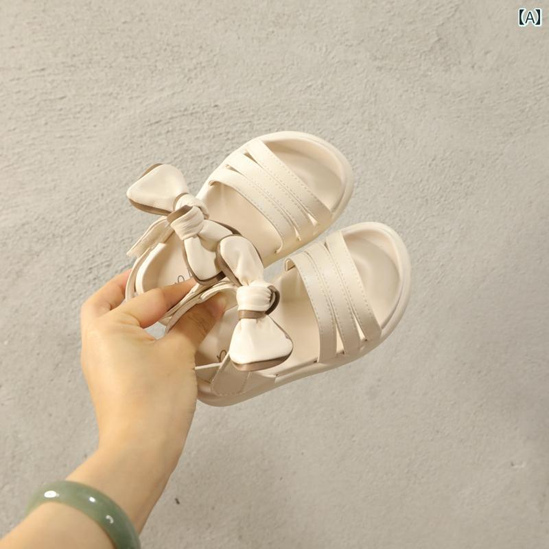 サンダル ガールズ 赤ちゃん かわいい リボン 軽量 夏 プリンセス シューズ ソフトソール 滑りにくい 幼児 靴 女の子 ビーチシューズ