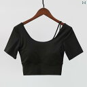 レディース ヨガ ウェア スーツ 夏 胸パッド付き 美しい背中 タイトフィット ランニング スポーツ 半袖 Tシャツ フィットネスウェア スーツ