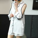 レディース パジャマ ナイトウェア ハイエンド 魅惑的 冷感 夏 七分袖 ショートパンツ 薄手 女性 ホームウェア セット