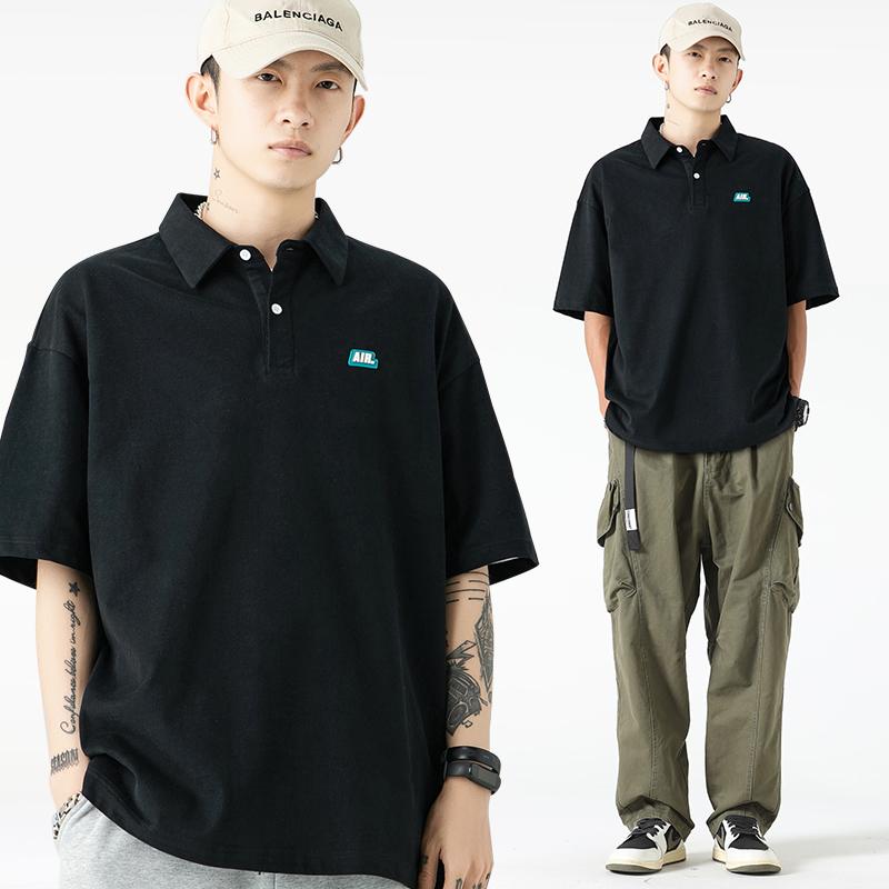 ポロシャツ メンズ 半袖 スーツ 夏 スタイル Tシャツ オーバー オール パンツ 2点 セット ファッション..