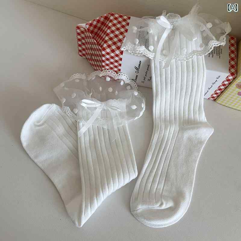 レディース レース リボン ソックス フリル 靴下 おしゃれ かわいい ガーリー きれいめ 上品 デート ギフト イベント フェス パーティ お揃い パフォーマ...