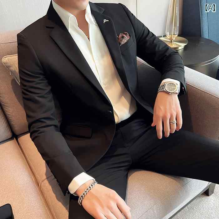 紳士服 スーツ メンズ 大人 ビジネス オフィス カジュアル ブリティッシュ スタイリッシュ 紳士 ファッション 韓国 秋冬