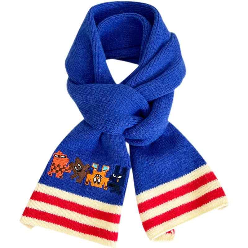 マフラー 韓国 スカーフ ショール ウール ニット 短め かわいい 刺繍 長方形 シンプル 春秋 男女兼用 ..