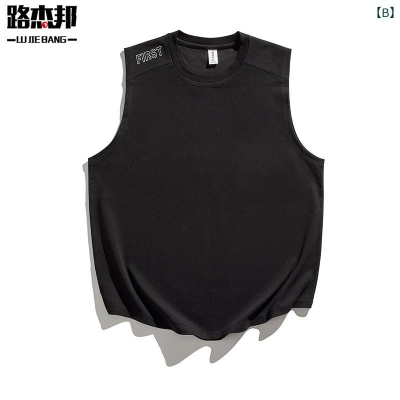 メンズ ファッション アメカジ スポーツ バスケットボール アウトドア ノースリーブ Tシャツ サマー ベスト 2024 フィットネス ゆったり ラウンドネック 若々しい
