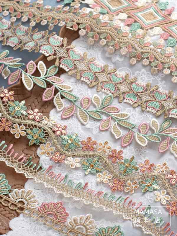 裁縫 DIY 手芸用品 アクセサリー 材料 デコレーション 素材 カラフル ポリエステル 刺繍 水溶性 生地 衣類 装飾 エスニック