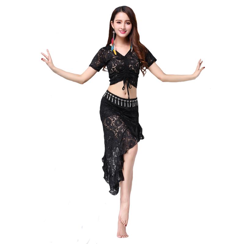 ベリーダンス 衣装 発表会 練習 ベリーダンス 服 練習服 セット 春夏 大人 レース 魅惑的 パフォーマンス 服 初心者 レーススカート セクシー