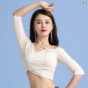 ベリーダンス エレガント レディース 春夏 練習服 魅惑的 トップス セクシー シンプル ブラック オフホワイト