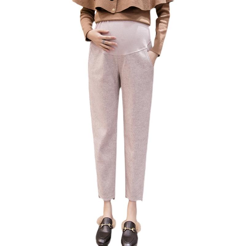マタニティパンツ 秋冬 ウール 裏起毛 厚手 ニンジン パンツ 冬 ウール アウターウェア 小柄な 人向け ..