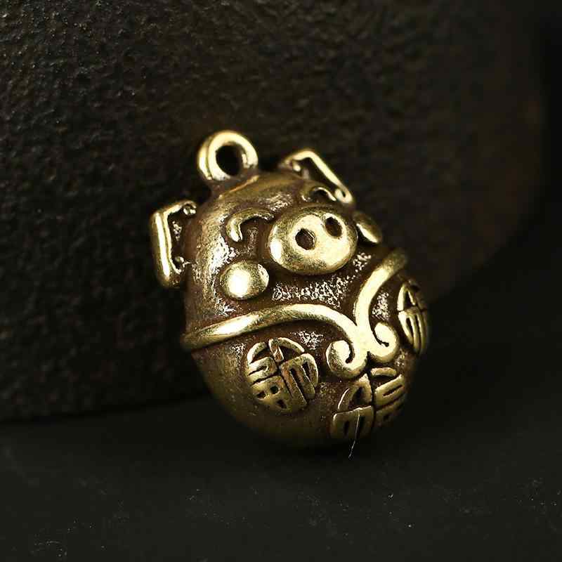 中国風 アクセサリー 置き物 真鍮 ラッキー ブタ キーホルダー ペンダント かわいい 子豚 年 干支 ペンダント クラフト ギフト
