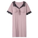 パジャマ ルームウェア ワンピース ナイトウェア 寝間着 胸パッド付き レディース 夏 半袖 モーダル 綿 スカート 冷感 薄手