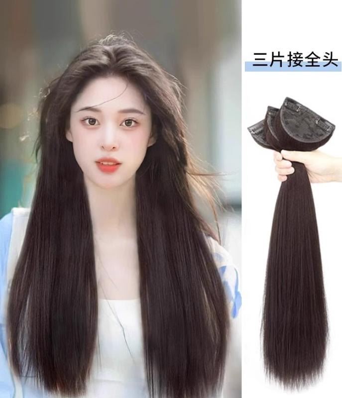 ウィッグ ピース ロングヘア 女性用 ウィッグ スリーピース ロング ストレート ヘア パッチ ナチュラル..