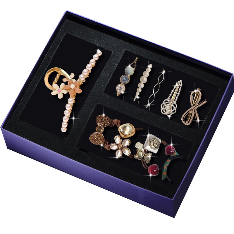 ヘアクリップ カチューシャセット ヘアアクセサリー サイドクリップ ギフトボックス シャーククリップ ヘアロープ ヘアバンド 10点セット