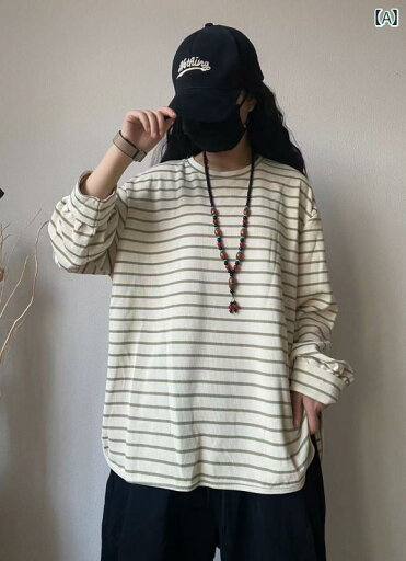 レディース Tシャツ 長袖 ストライプ 大きめサイズ 春秋 シンプル カジュアル 通学 ショッピング エスニック ナチュラルスタイル レディース Tシャツ 長袖 ストライプ 大きめサイズ 春秋 シンプル カジュアル 通学 ショッピング エスニック ナチュラルスタイル