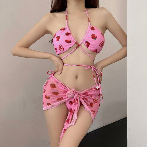夏 レディース 水着 スイムウエア セクシー ビキニ 女性 セパレート イチゴ 3点 ビキニ ベール スリーピース 休暇 ビーチ 夏 レディース 水着 スイムウエア セクシー ビキニ 女性 セパレート イチゴ 3点 ビキニ ベール スリーピース 休暇 ビーチ