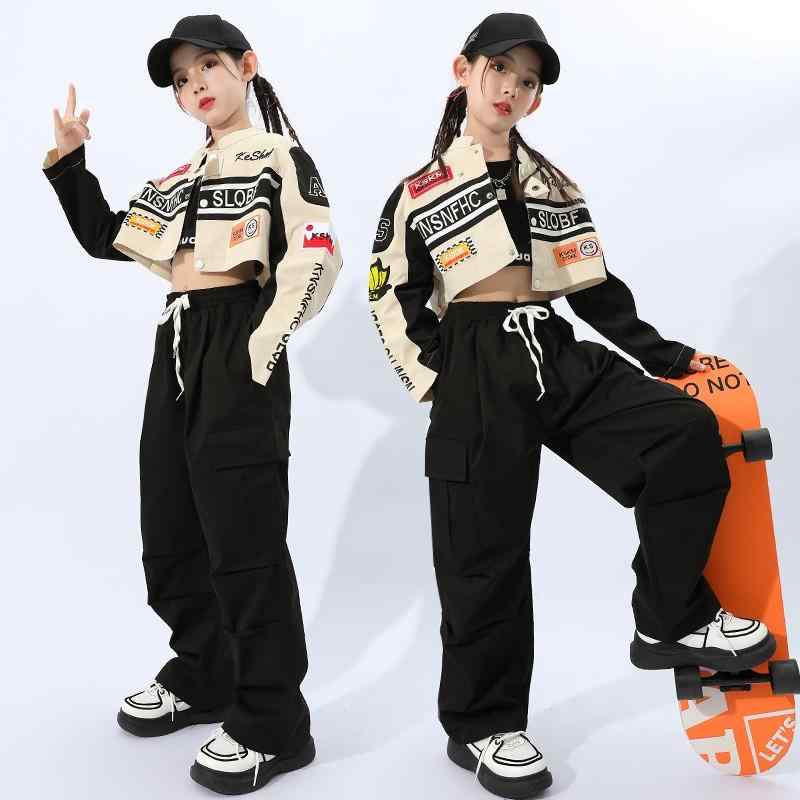 キッズ ストリート ファッション セットアップ 子供服 ヒップ ホップ クール ダンス パフォーマンス カ..