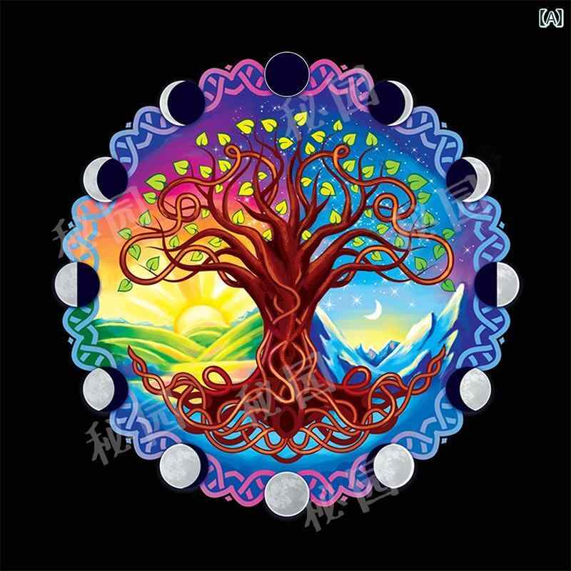 タロットクロス tarot 神秘的 祭壇布 占い 布 月 生命の木 テーブルクロス 写真の背景 タペストリー スピリチュアル