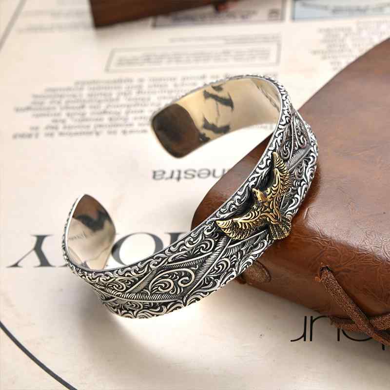 ネックレス スター リング シルバー 誇張 イーグル トーテム ブレスレット メンズ レトロ ワイド フェイス オープン ボーイ ギフト ボーイフレンド ギフト...