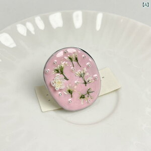 指輪 レディース ドライフラワー アクセサリー チャイナ風 シリーズ エナメル 滴る デイジー リング 女性 甘辛MIXファッション 人差し指 リング