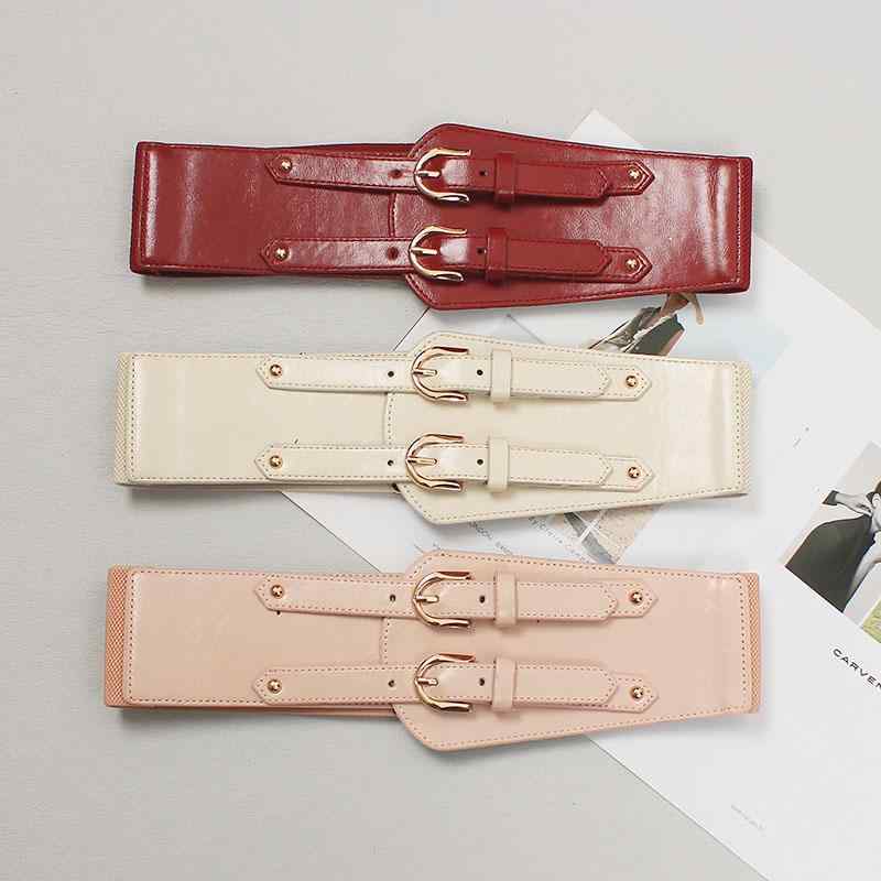 ベルト レディース ワイド ベルト ウエスト ゴム ブラック レッド フィット スタイリッシュ オールシーズン シンプル