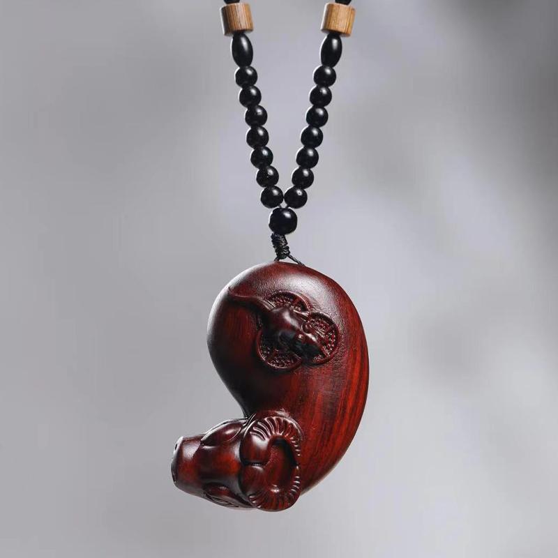 ペンダント 古風 アクセサリー 縁起物 ローズウッド 彫刻 ハンドル バー ペンダント ローズウッド 彫刻..