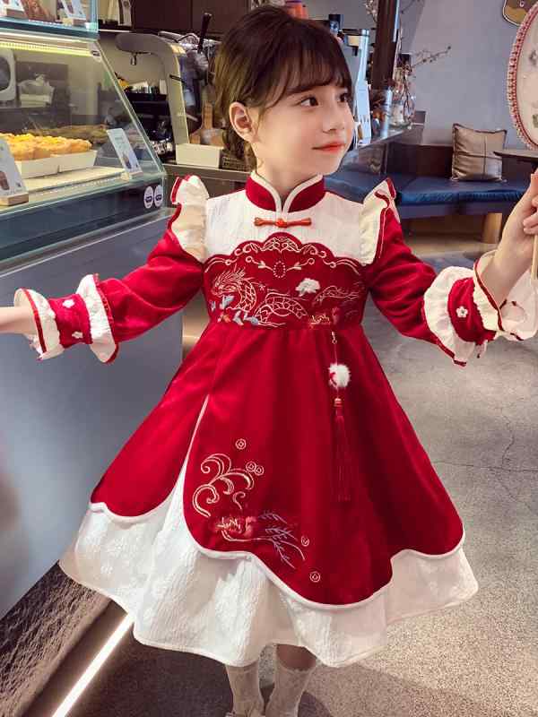 幼児 子供服 キッズ 女の子 ガールズ 漢服 中華風 チャイナ風 ワンピース かわいい ドレス エレガント プリンセス風