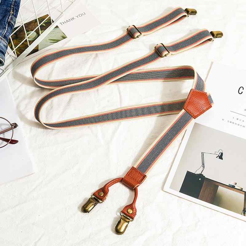 サスペンダー 吊りバンド レトロ カジュアル クリップ 大人用 ユニセックス 滑り止め ベルト パンツ ショルダーストラップ