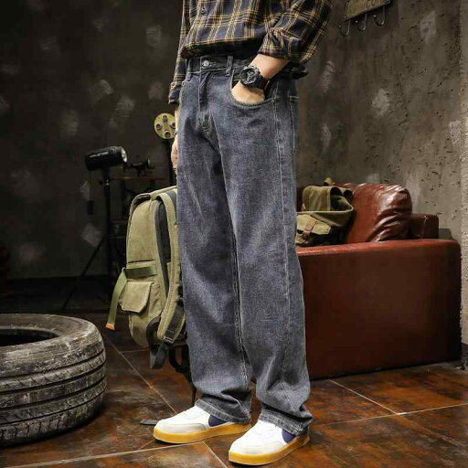 デニム パンツ メンズ ファッション レトロ ブルー ジーンズ ストレート パンツ 秋 長ズボン デニム 伸縮性 ロング デニム パンツ メンズ ファッション レトロ ブルー ジーンズ ストレート パンツ 秋 長ズボン デニム 伸縮性 ロング