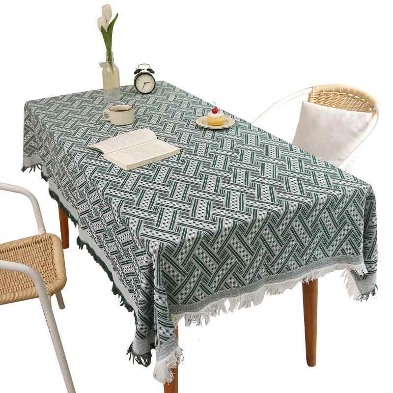 テーブルクロス 北欧 綿 リネン テーブルカバー ニット 厚手 綿糸 長方形 ダイニングテーブルクロス シ..