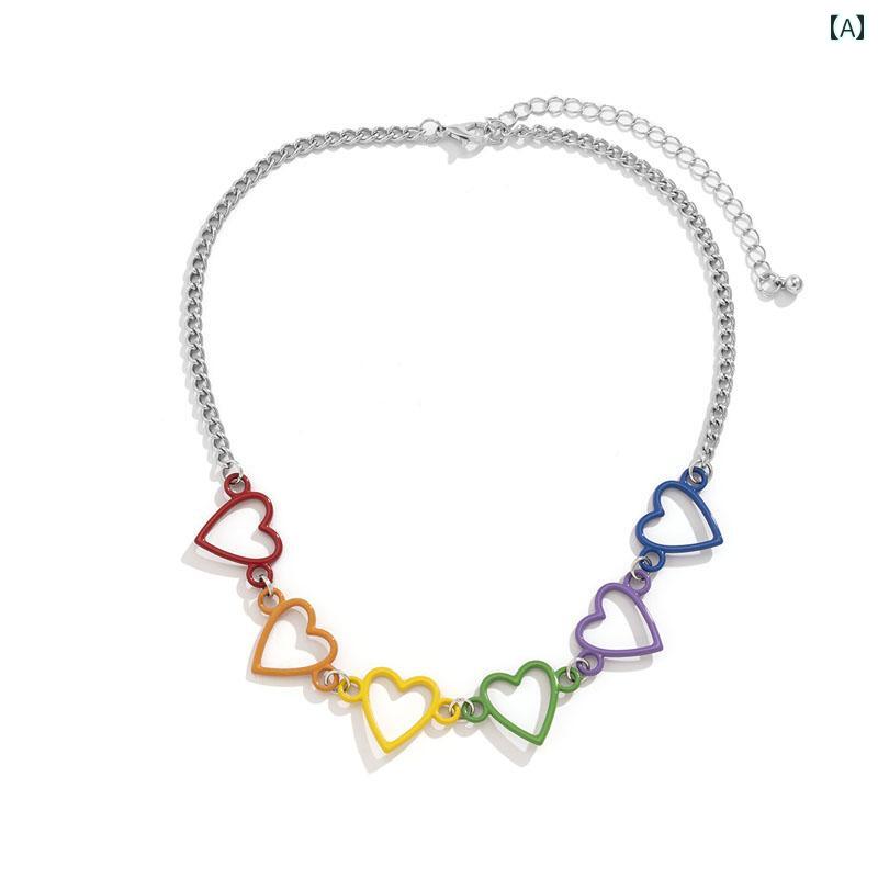 ネックレス レディース ハートネックレス アクセサリー おしゃれ きれい 華やか ギフト ペア イベント フェス ビーチ パーティー パフォーマンス ダンス コスチューム ステージ 映え