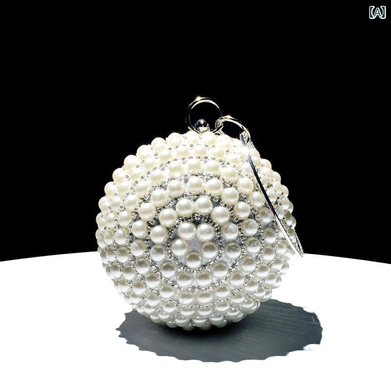 ハンドバッグ 小さい 社交界 ボール バッグ レディース チャイナ パール バッグ クロスボディ ラウンド..