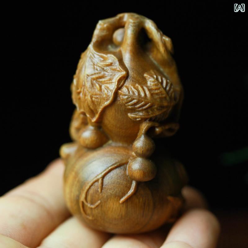 置物 装飾品 アルゼンチン 緑白檀 如意 ひょうたん 無垢材 彫刻 ハンドル ピース 木製 文具 工芸 贈り物 縁起物 コレクション メンズ レディース インテリア 小物
