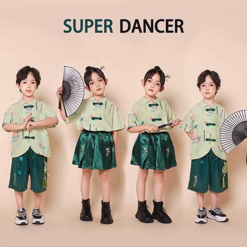 小学生 子供服 パフォーマンス衣装 チャイナ風 舞踊衣装 伝統衣装 漢服 ダンス衣装 コスチューム コーラス大会 チアリーディング ユニフォーム 男の子 女の子 キッズ