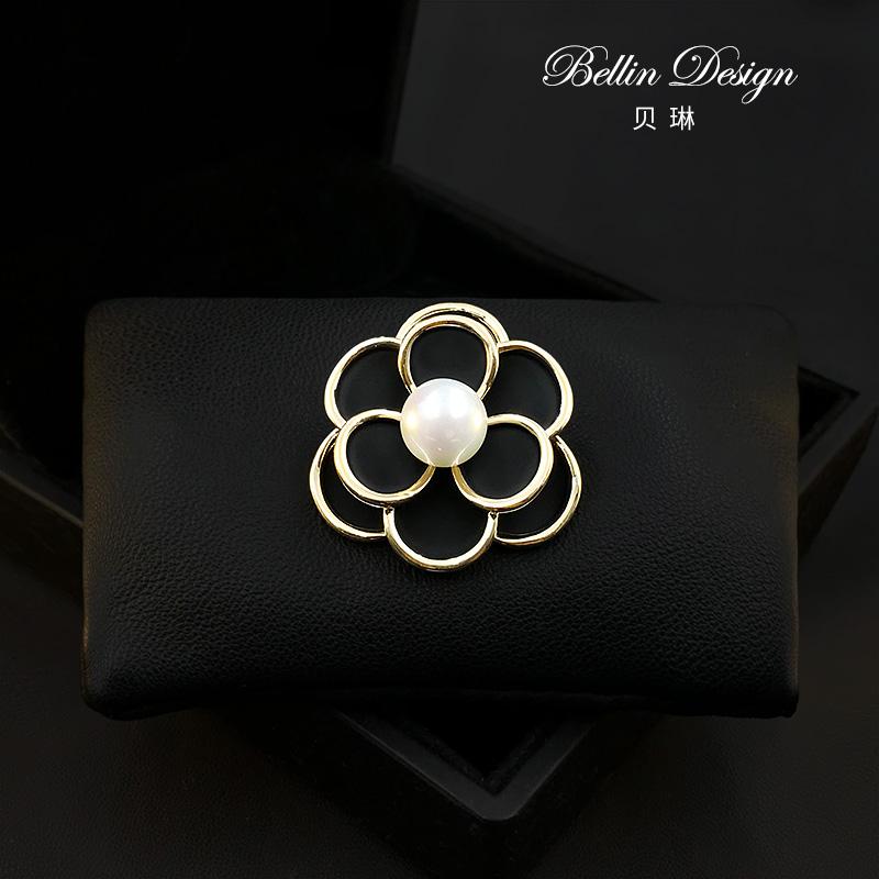 ブローチ おしゃれ 入学式 スーツ 装飾 レディース アクセサリー ジュエリー 雑貨 椿 ブローチ 黒 小さい フラワー かわいい コート ピン ギフト 装飾品 韓国