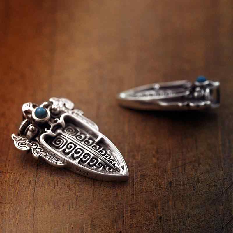 ペンダント かっこいい スター リング シルバー 食いしん坊 サファイア ペンダント タイ シルバー レト..