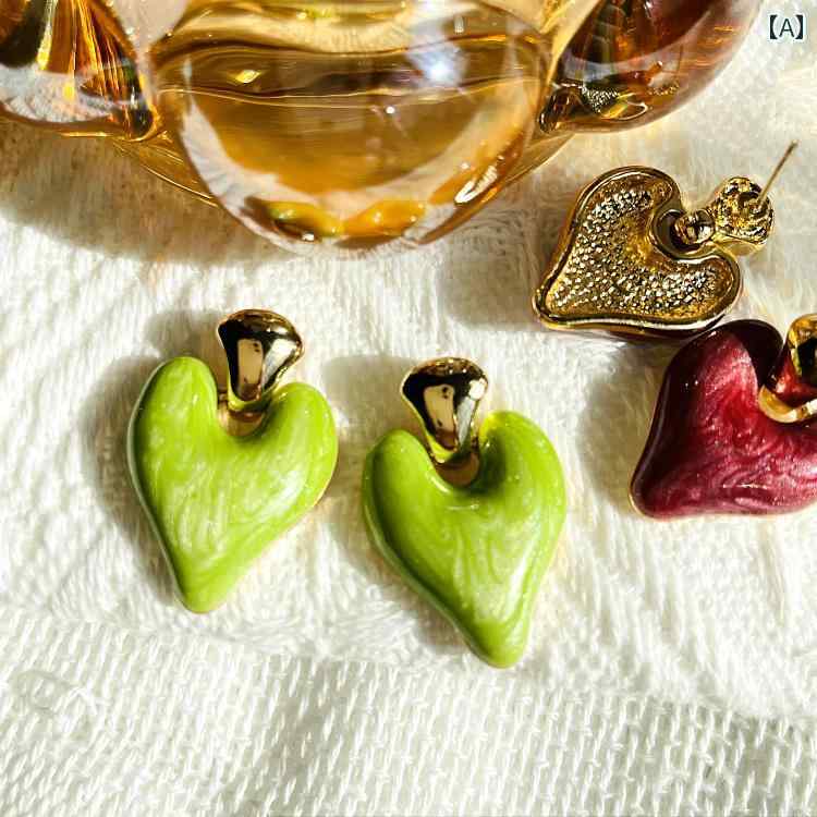 シルバー ピアス エナメル アボカドグリーン レッド ウォータードロップ ハート グレー かわいい レデ..