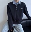 メンズ 紳士服 トップス カジュアル シンプル おしゃれ クラシック モダン アメリカン レトロ 重ね着風 ストライプ 秋 長袖