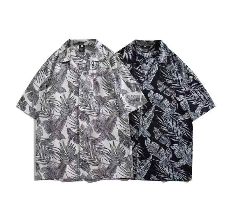 シャツ トップス メンズ カジュアル 大きいサイズ 葉 リーフ デザイン シャツ ゆったり ハワイアン 半袖 ビーチ 夏 若見え