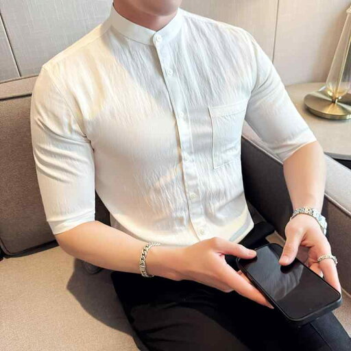 シャツ 無地 トップス 綿 半袖 シングルブレスト スタンドカラー ポケット チャイナ風 韓国 カジュアル 夏 メンズ 男性 紳士服 スリムフィット 軽量 柔らか 通勤 オフィス ビジネス 日常使い シャツ 無地 トップス 綿 半袖 シングルブレスト スタンドカラー ポケット チャイナ風 韓国 カジュアル 夏 メンズ 男性 紳士服 スリムフィット 軽量 柔らか 通勤 オフィス ビジネス 日常使い